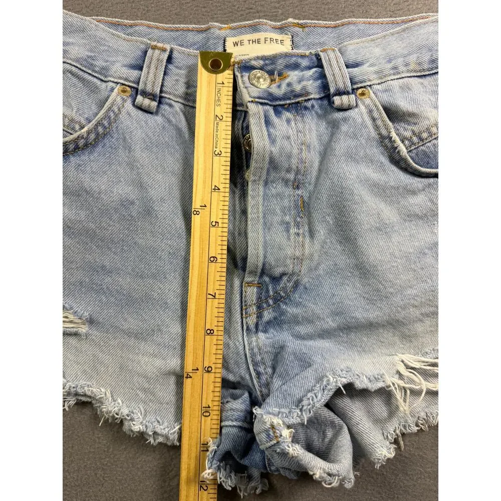 Free People We The Free Denim Shorts 27 Light Washed Distressed Cutoff Raw Hem